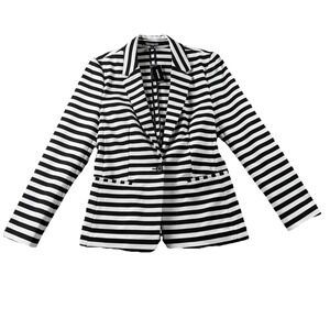 Express Blazer Womens M Ponte Knit Striped Jacket 1 Button Office Career NWT